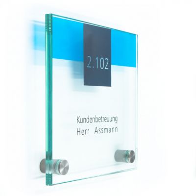 Tuerschild VITRUM B aus Glas fuer Buero 150 150 B2